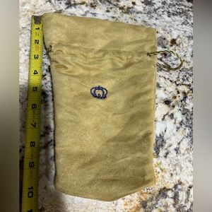 Embroidered Crown Royal Reserve Liquor Tan Suede Fabric Bag Canadian Whiskey